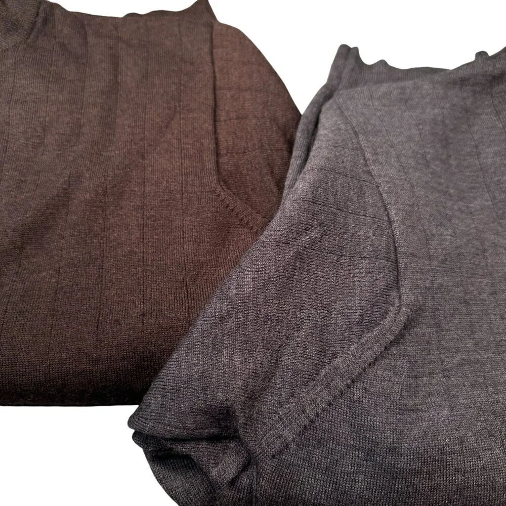 Joseph Lyman Crewneck Sweaters Mens Fine Merino Wool Italy Bundle Gray Brown